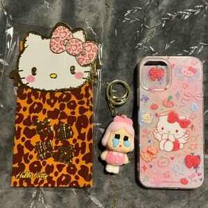 🎀 Hello Kitty iPhone 12 Hard Case + Money Envelope + Pink Keychain 💕
